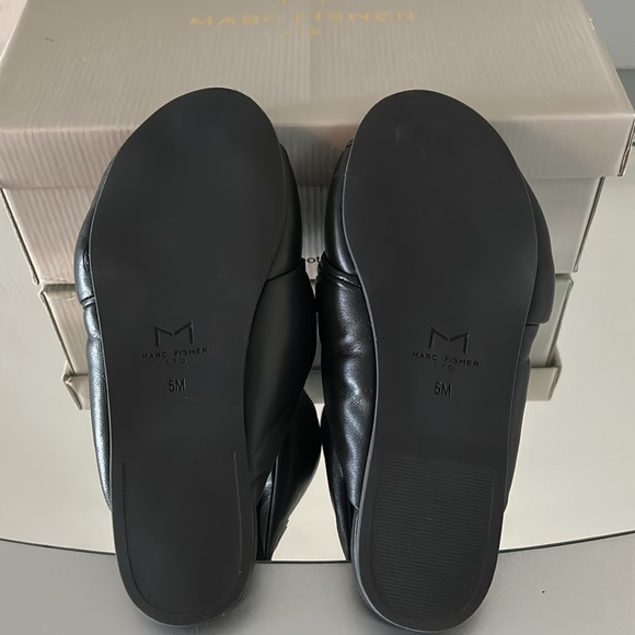 🆕 MARC FISHER Women's Olgalia Black Leather Slide Sandals NWT Size 5 - Picture 12 of 15